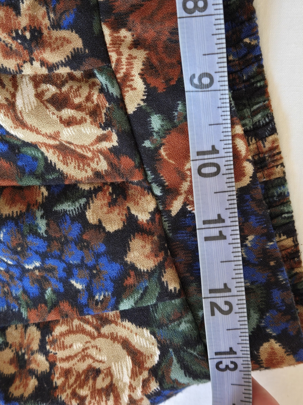 Vintage Women's Floral Pleated Skirt - Blue & Rust 1970s Mod - Picture 7 of 7